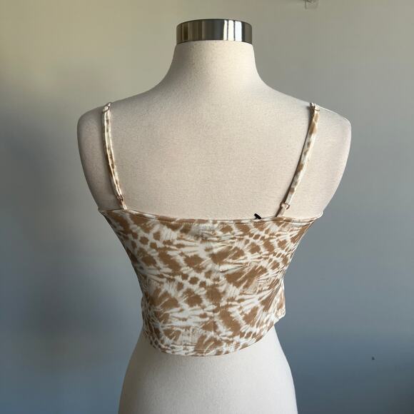 Express Body Contour Crop Tank Top Tan Tie Dye Medium M NWT - Picture 3 of 10